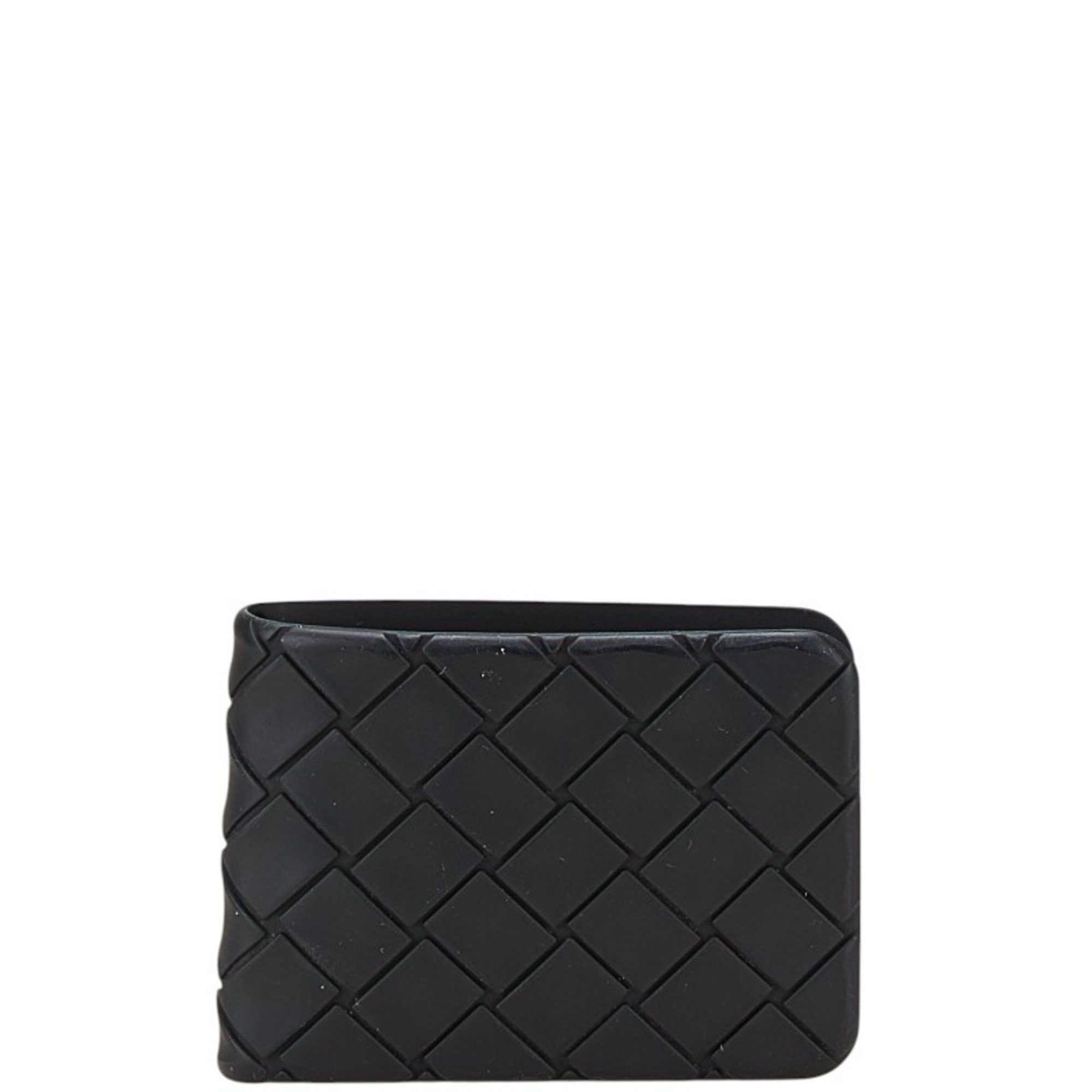 Bottega Veneta Bottega Veneta Intrecciato Bi-fold Wallet Black Rubber Women's BOTTEGAVENETA Size ONE SIZE - 1 Thumbnail