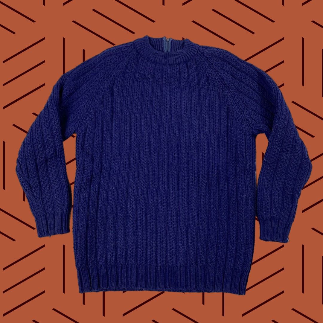 Vintage VINTAGE 1960s Full Fashioned Import Acrylic Sweater Made in Japan Zip Navy Blue Women's M/L Classic Everyday Size M / US 6-8 / IT 42-44 - 1 Thumbnail
