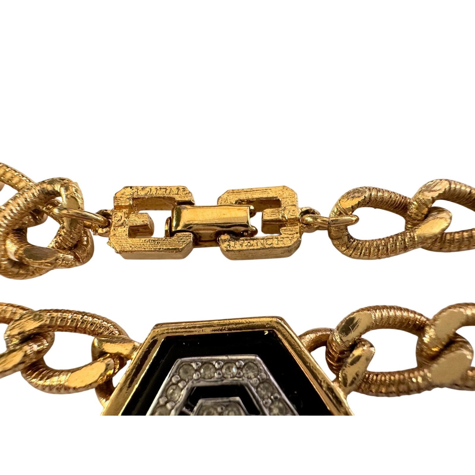 Givenchy Givenchy Vintage (1978) Necklace with "G" in Black Hexagon Size ONE SIZE - 13 Thumbnail