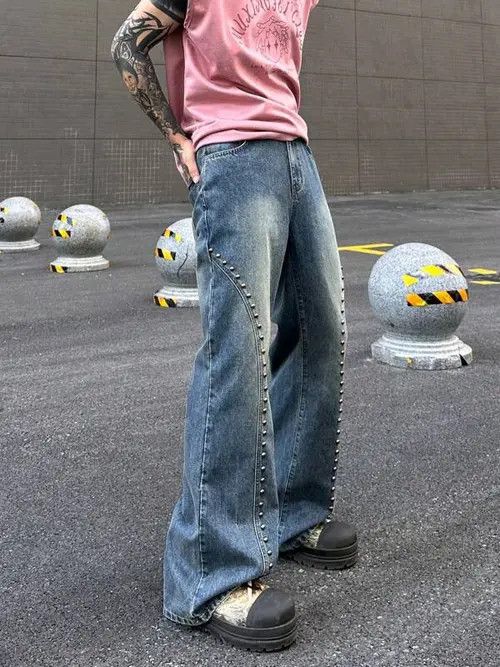 Jean Vintage Y2k Washed wide leg Jeans Denim Size US 34 / EU 50 - 1 Thumbnail