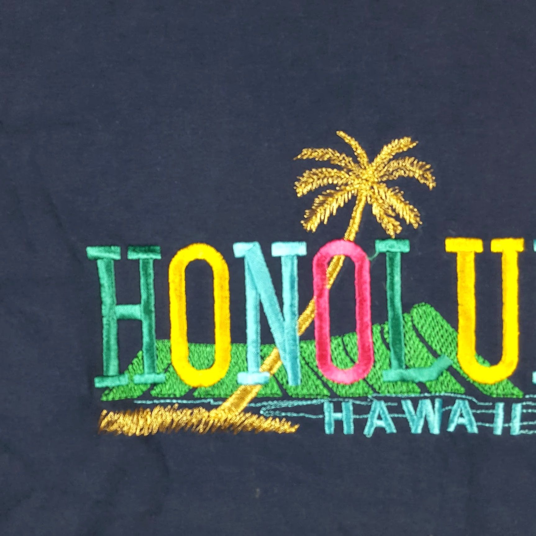 Hanes VINTAGE Honolulu Hawaii T Shirt XL Hanes Crew Neck Short Sleeve Blue 90s Rainbow Beach Palm Tree Size US XL / EU 56 / 4 - 3 Thumbnail