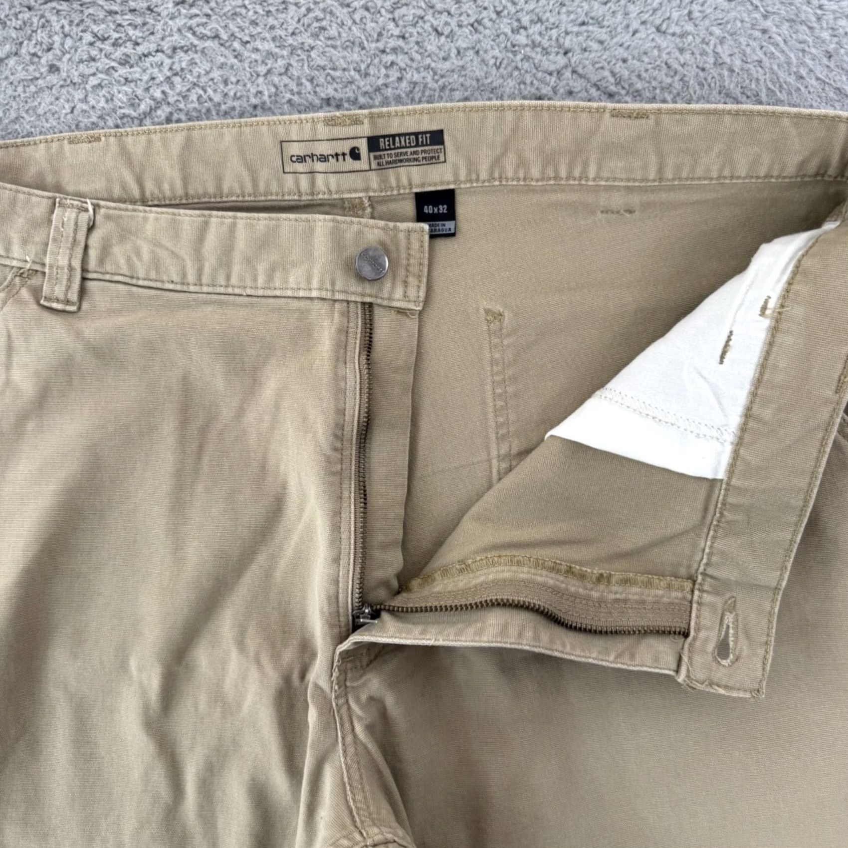 Carhartt Carhartt Pants Mens 40x32 Relaxed Fit Rugged Flex Canvas Carpenter Workwear Straight 5-Pocket Beige Outdoor Vintage: No Size US 40 / EU 56 - 4 Thumbnail