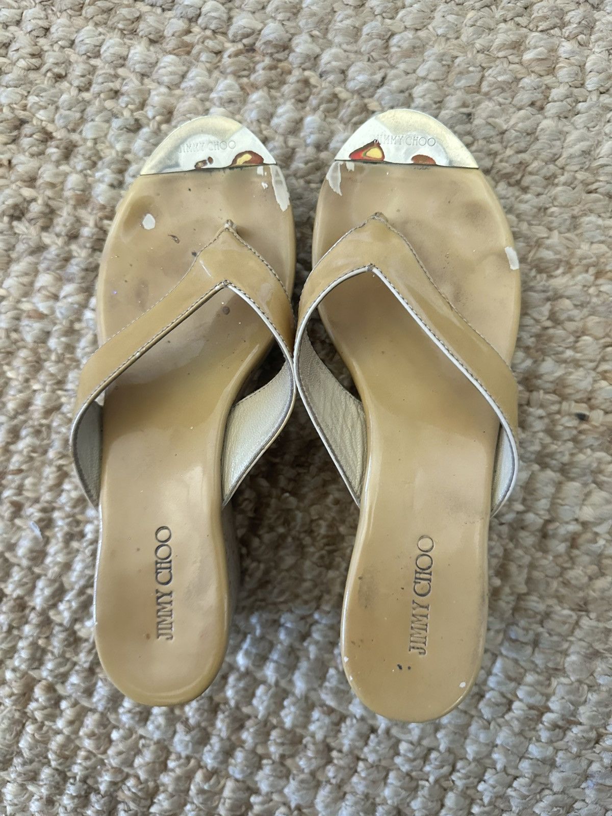 Jimmy Choo JIMMY CHOO PATHOS PATENT LEATHER CORK SANDAL SIZE 9 Size US 9 / IT 39 - 3 Thumbnail