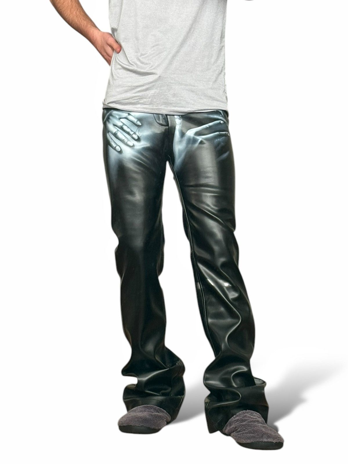 Mowalola Airbrushed Grope Vegan Leather Pants Size US 26 / EU 42 - 2 Thumbnail