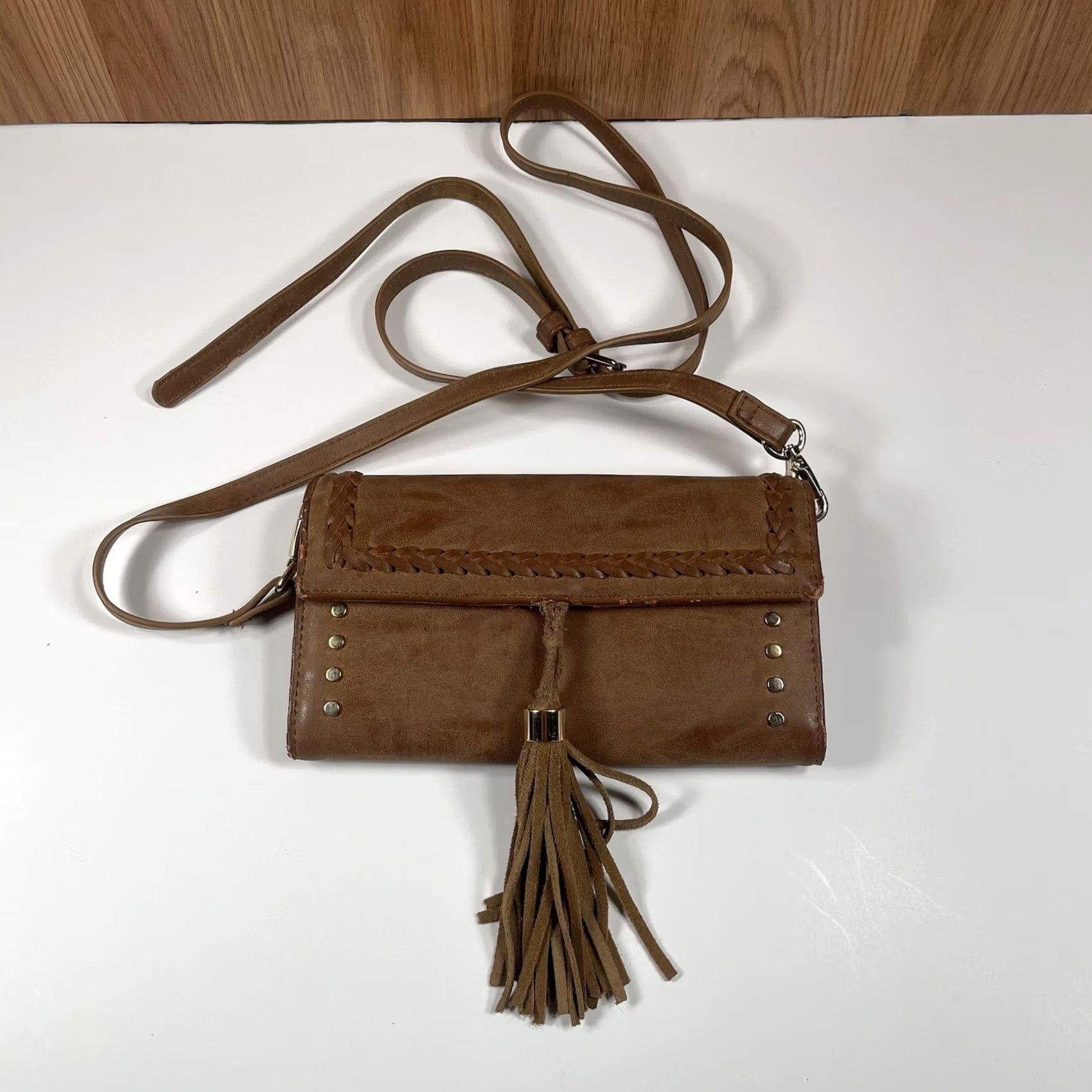 Vintage Unbranded Leather Travel Zipper Card Holder Shoulder Strap Wallet Crossbody Size ONE SIZE - 2 Thumbnail