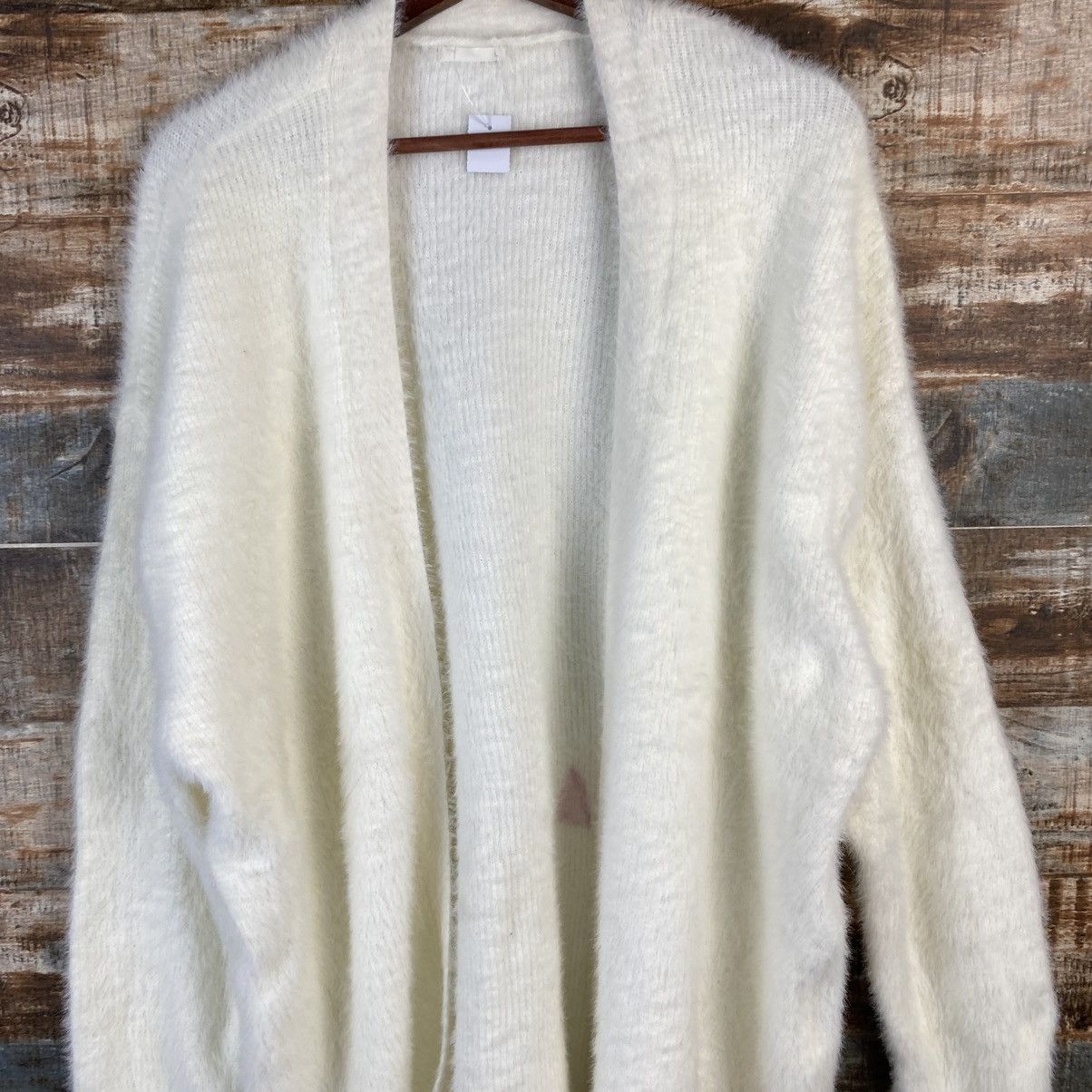 Japanese Brand DL GU White Cardigan Fur shaggy Knitwear #C1089 Size L / US 10 / IT 46 - 5 Thumbnail