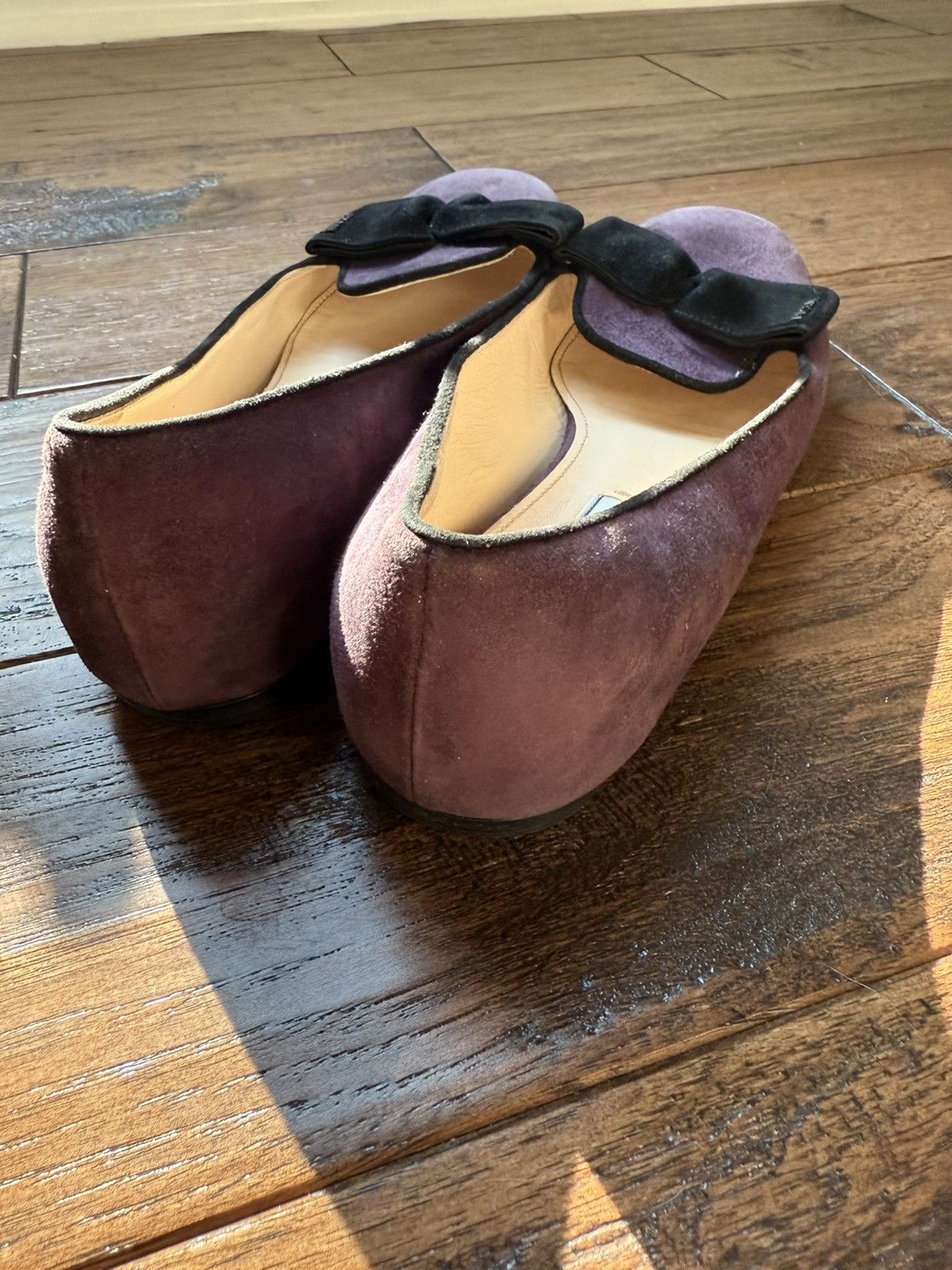 Prada Authentic Prada Calzature Donna Suede Purple/Black Bow Flats Size US 10 / IT 40 - 5 Thumbnail