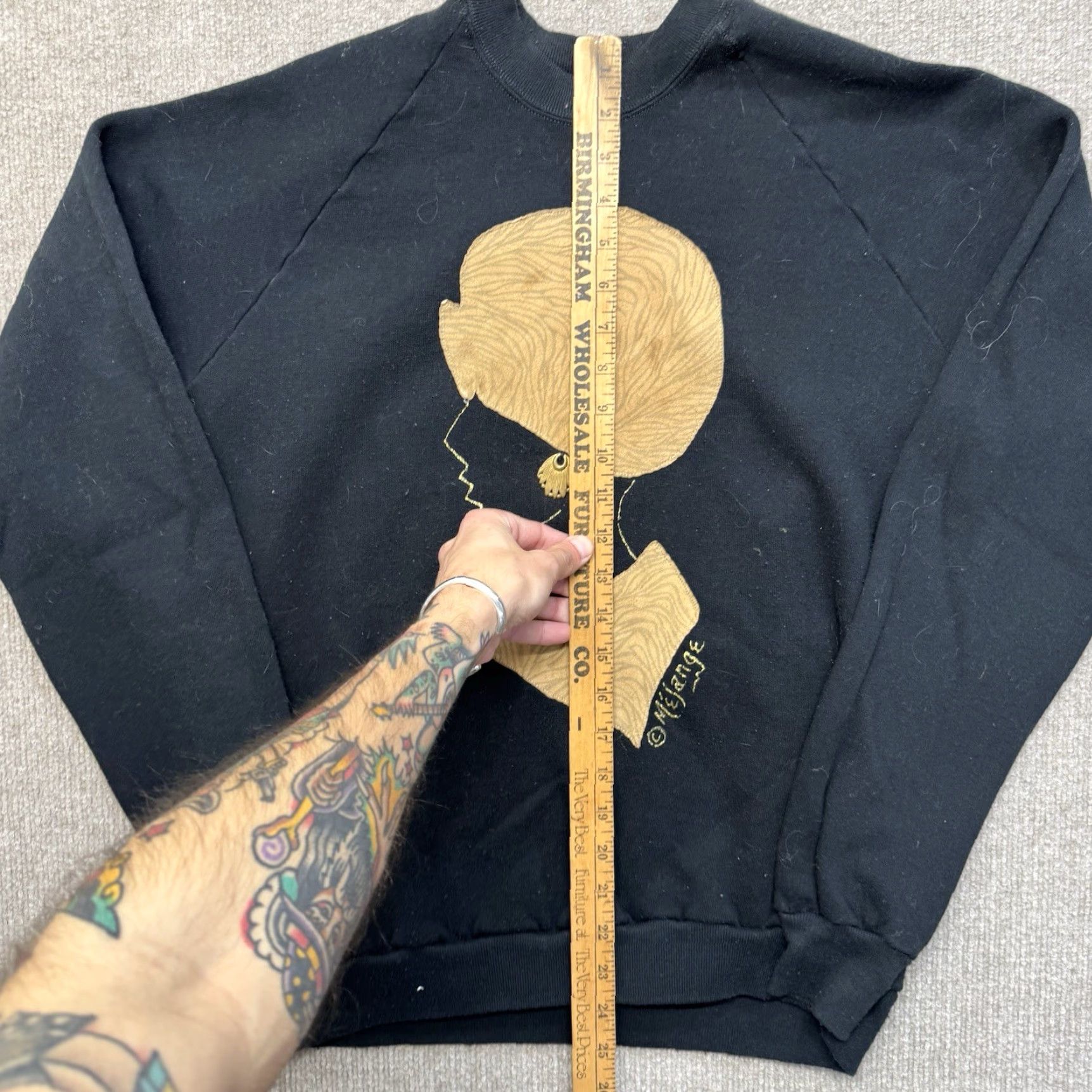 Vintage VINTAGE Melange Sweatshirt Womens L Portrait Black 80s Gold Graphic Crewneck Size L / US 10 / IT 46 - 6 Thumbnail
