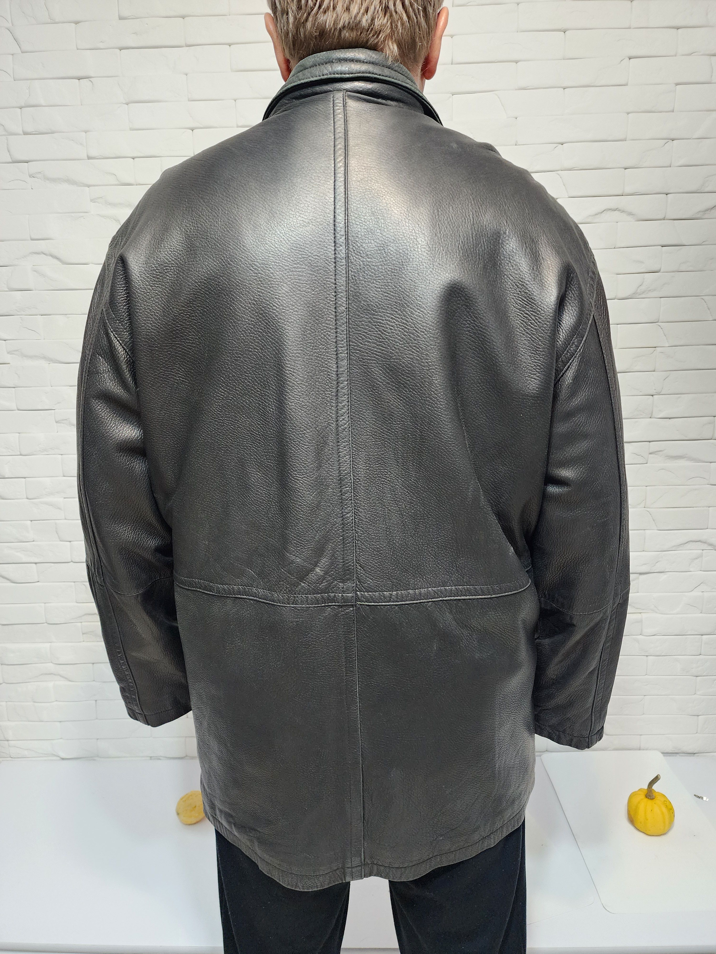 Genuine Leather Men's Black Genuine Leather Jacket: Zip Up, Pockets Size US XL / EU 56 / 4 - 4 Thumbnail