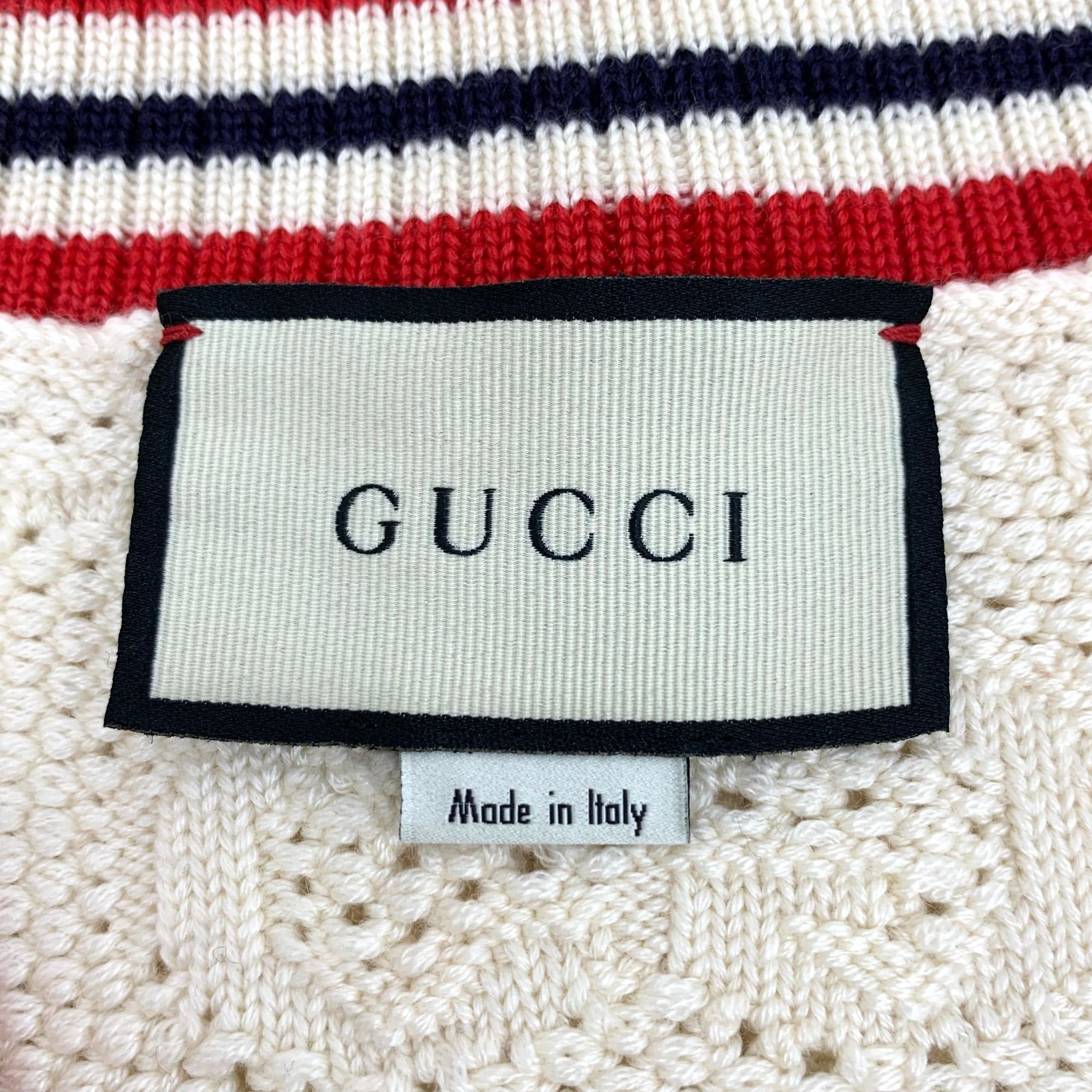 Gucci Gucci Beige V-Neck Wool Sweater With Red Striped Trim Logo J Size S / US 4 / IT 40 - 2 Thumbnail