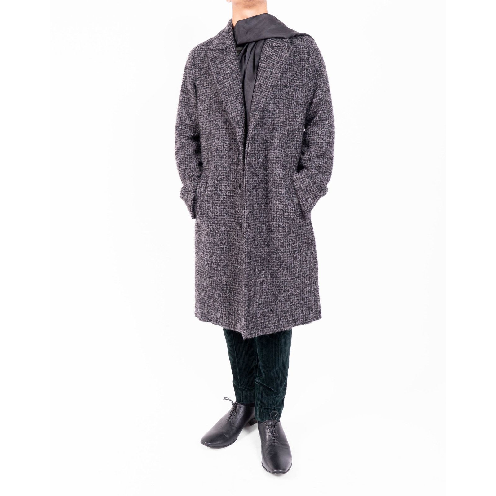 Berluti FW16 Slouchy Coat in Grey Boucle Houndstooth Wool Size US L / EU 52-54 / 3 - 3 Thumbnail