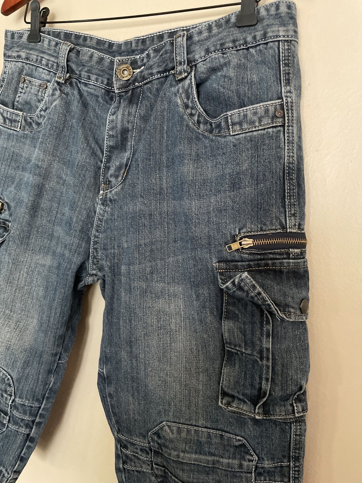 Designer × Vintage Vintage Blue Jean Denim Shorts JORTS Skater Cargo Baggy Y2K Size US 32 / EU 48 - 5 Thumbnail