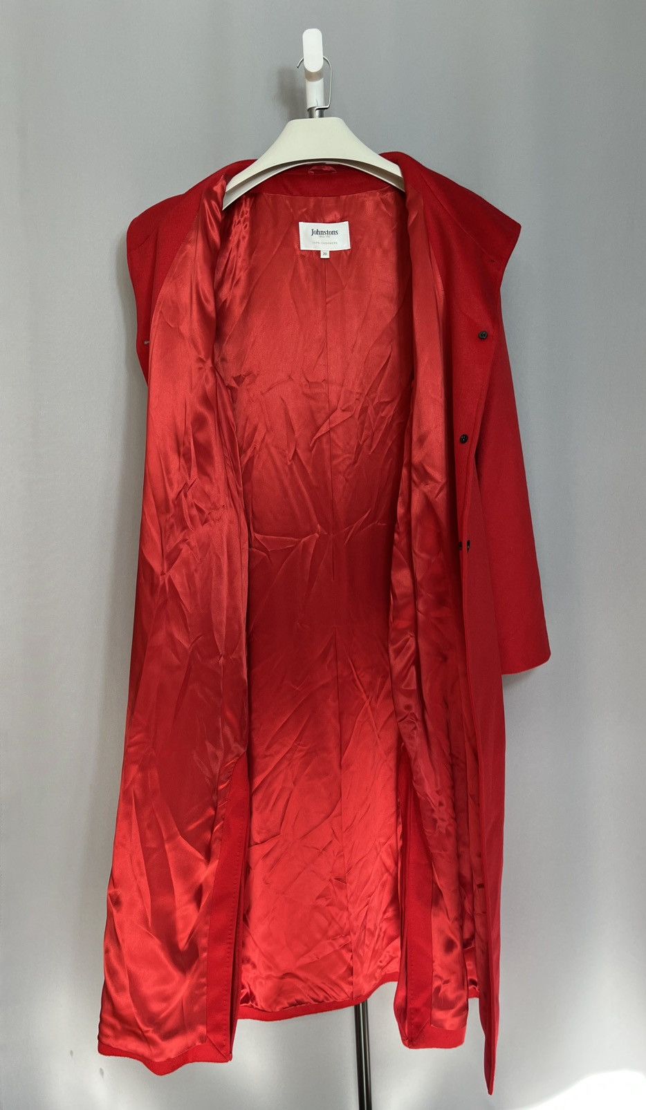 Johnstons Of Elgin Johnstons of Elgin Women's Red 100% Cashmere Coat Long Size XXL / US 16-18 / IT 52-54 - 11 Thumbnail