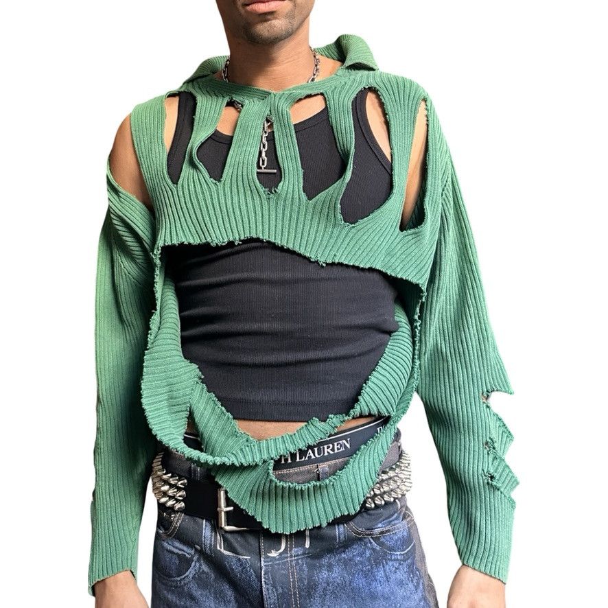 Tommy Hilfiger ASTROBOI* x Tommy Hilfiger 'Elfin' Green Ribbed Sweater - XL Size US XL / EU 56 / 4 - 1 Thumbnail