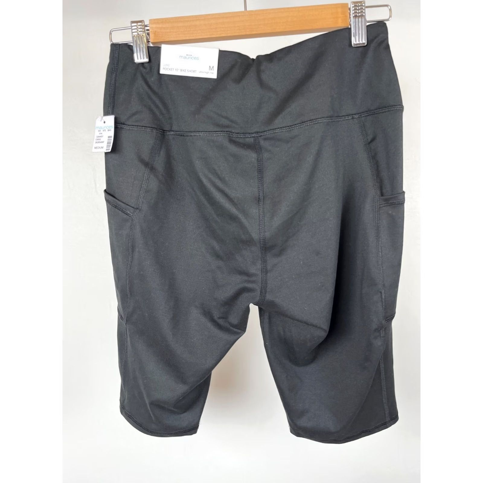 Vintage Maurices Womens M Luxe Pocket 10" Bike Shorts Black Ultra High Rise Activewear Shorts Bike Mens Size 32" / US 10 / IT 46 - 4 Thumbnail