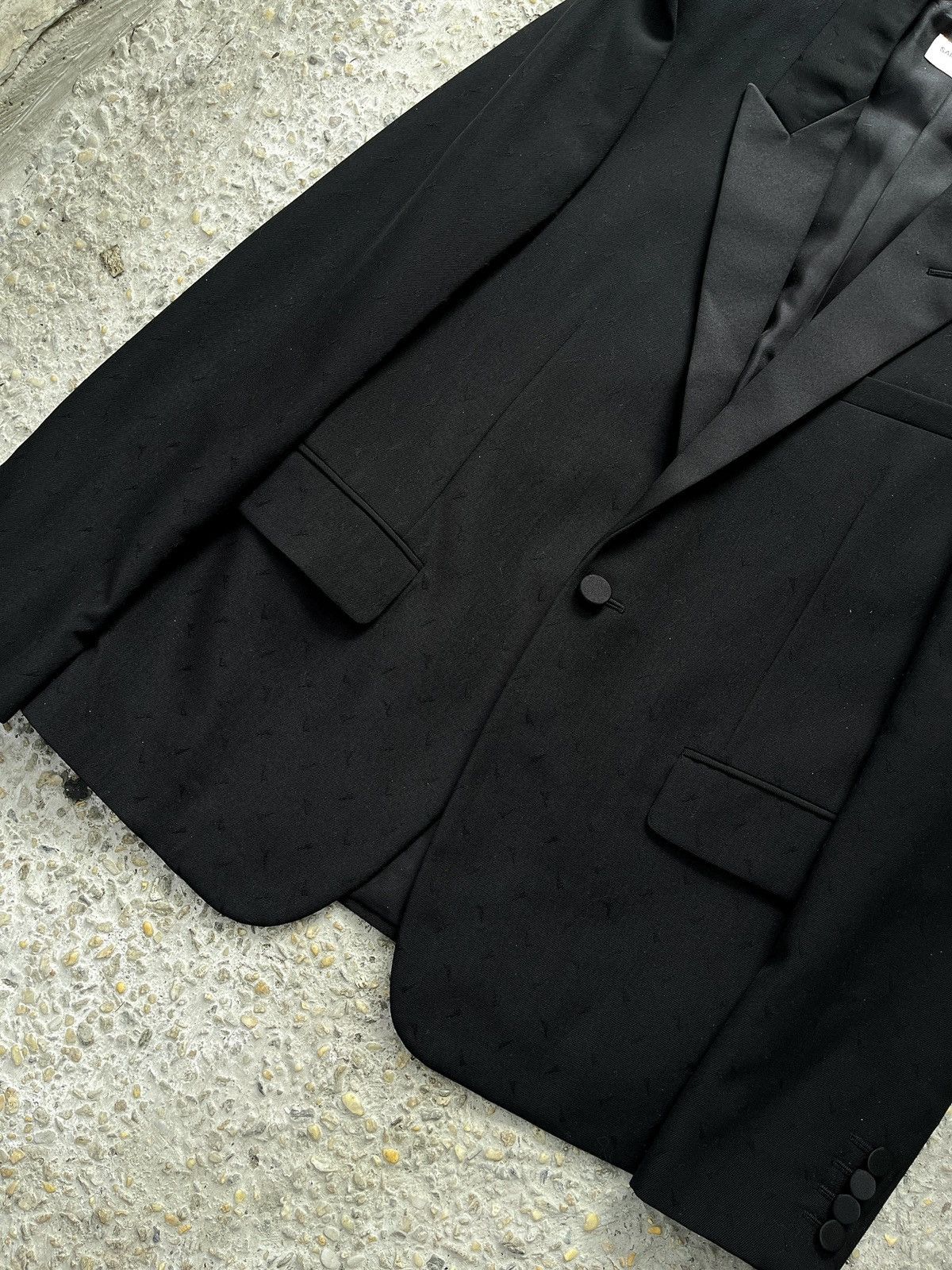 Saint Laurent Paris SS19 Black Satin Lapel Blazer Size 48R - 4 Thumbnail