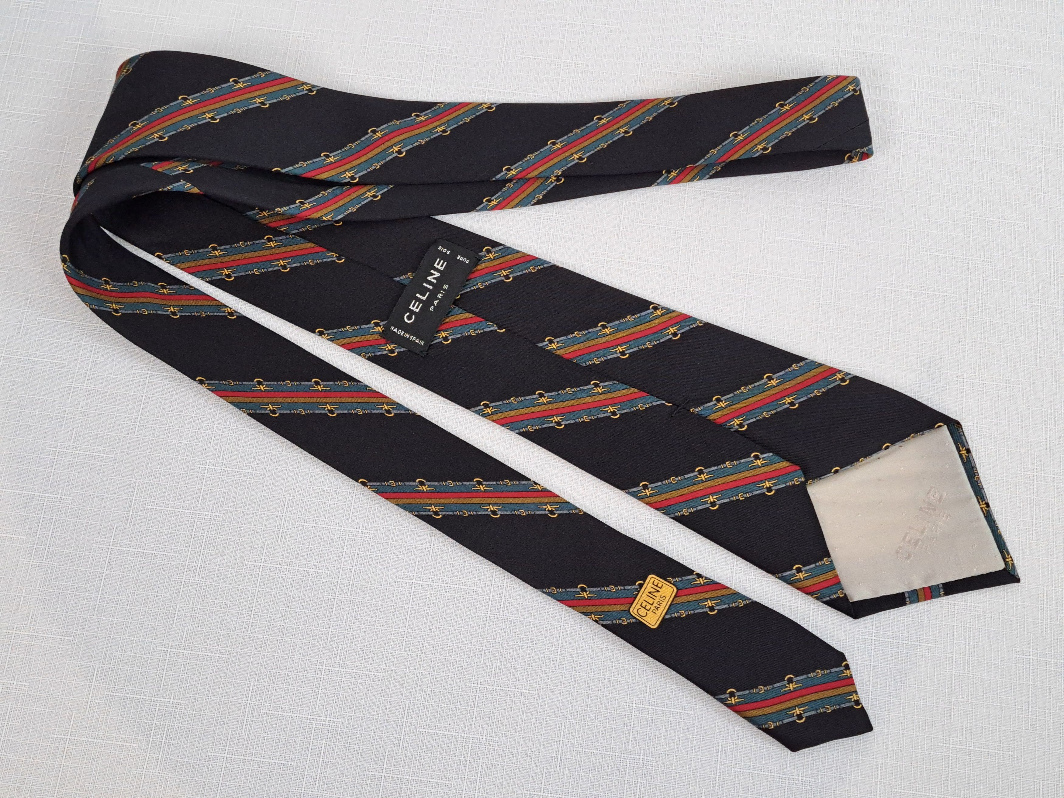 Celine × Vintage CELINE vintage silk tie. Made in Spain. Size ONE SIZE - 6 Thumbnail
