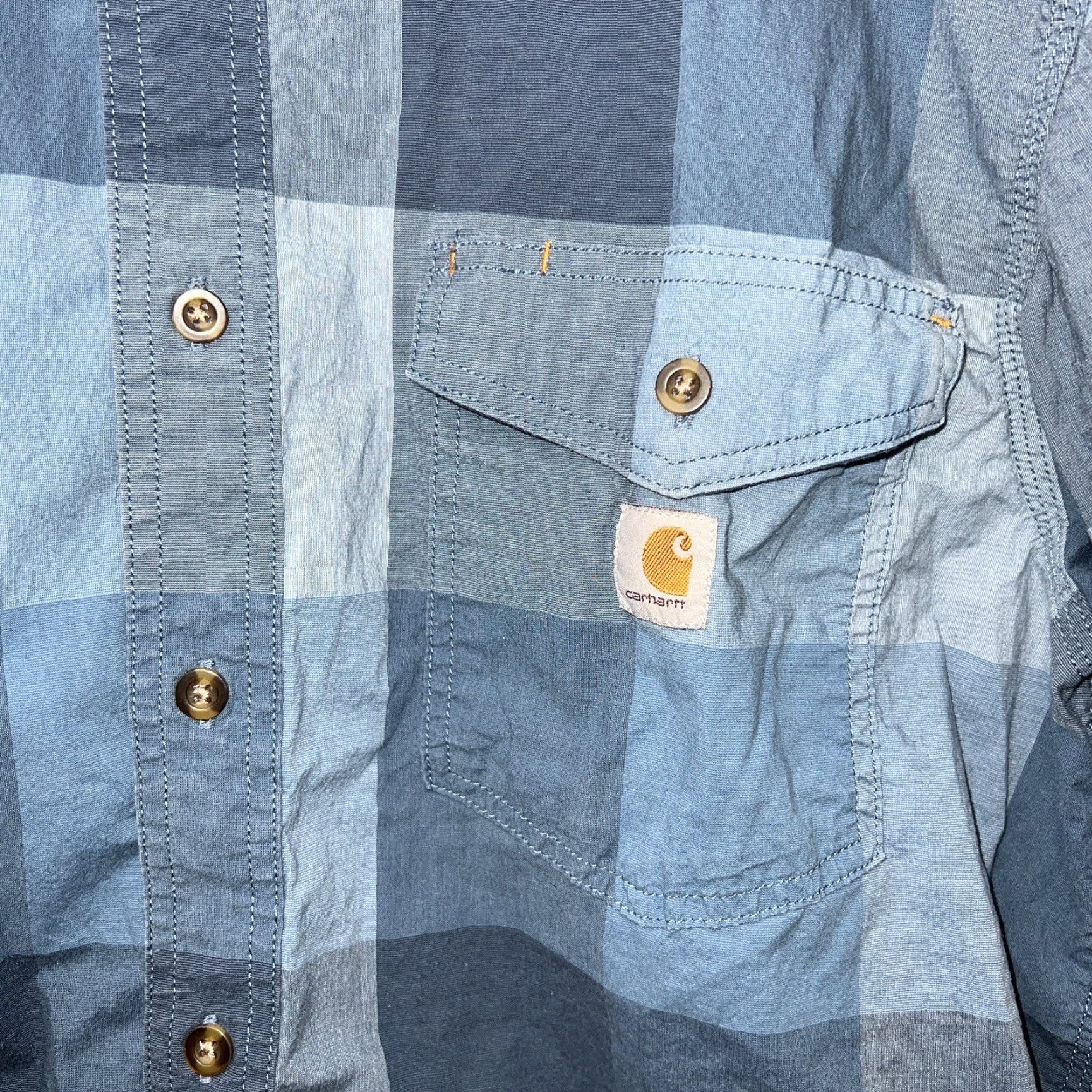 Carhartt VINTAGE Carhartt Relaxed Fit Blue Plaid Shirt Mens Size L Size US L / EU 52-54 / 3 - 2 Thumbnail