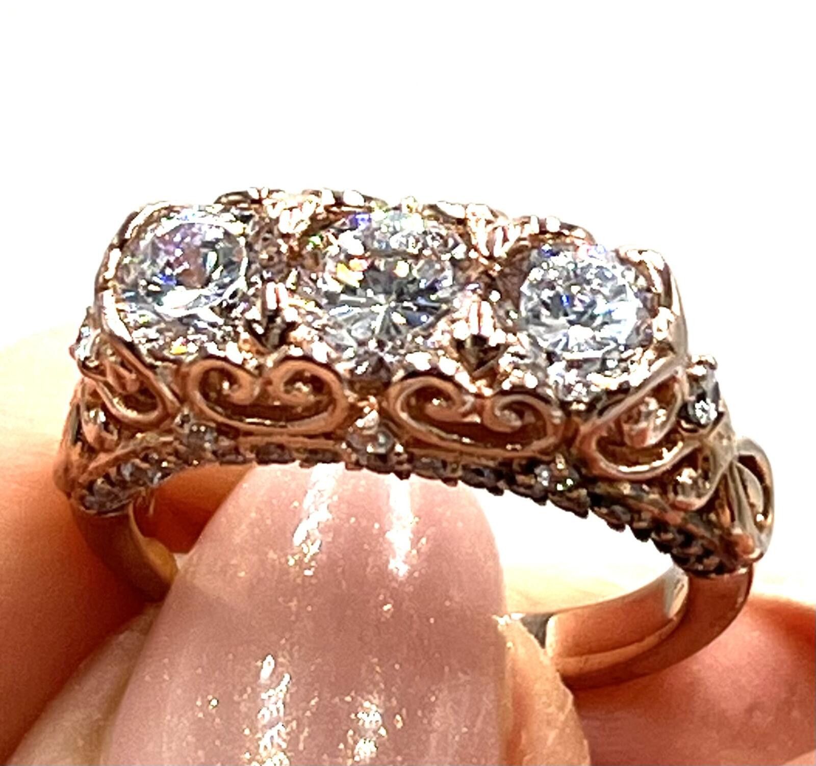Other Rose Gold over Sterling Sulver PAJ CZ Ring Sz 7.75 Size ONE SIZE - 4 Thumbnail