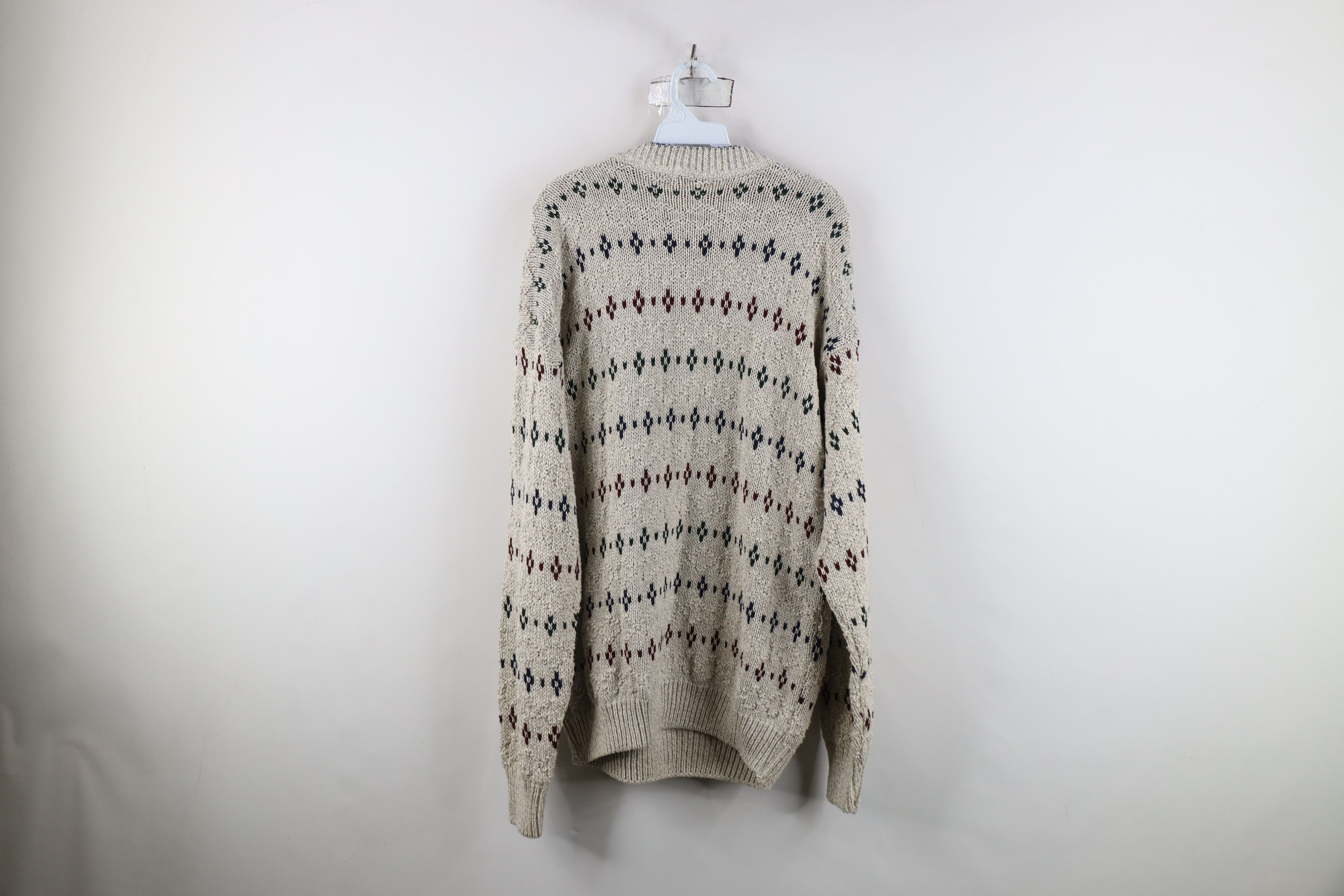 Vintage Vintage 90s Streetwear Geometric Cotton Knit Sweater USA Size US L / EU 52-54 / 3 - 10 Thumbnail