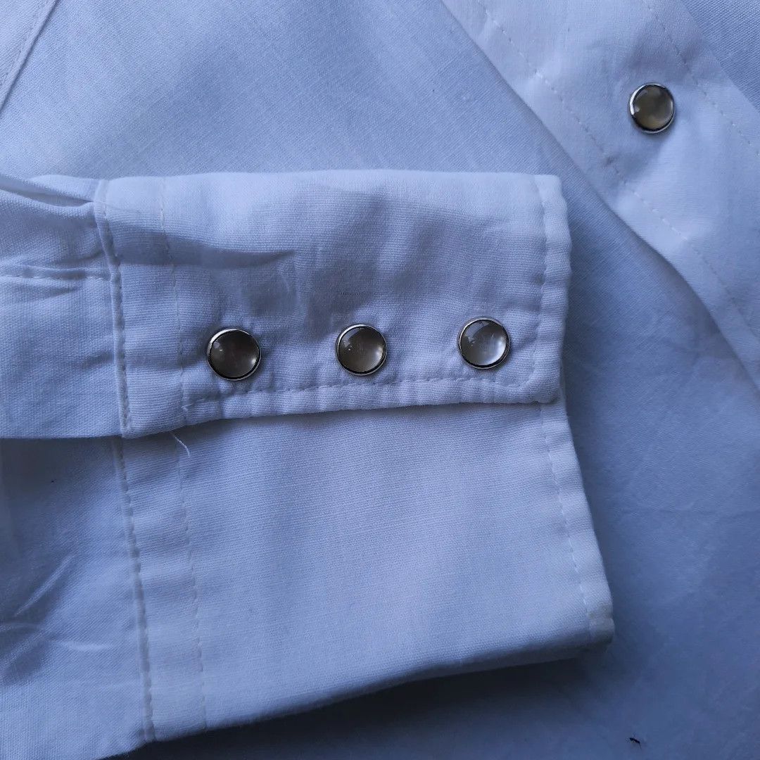 Designer Karman White Floral Western Shirt Size US S / EU 44-46 / 1 - 8 Thumbnail