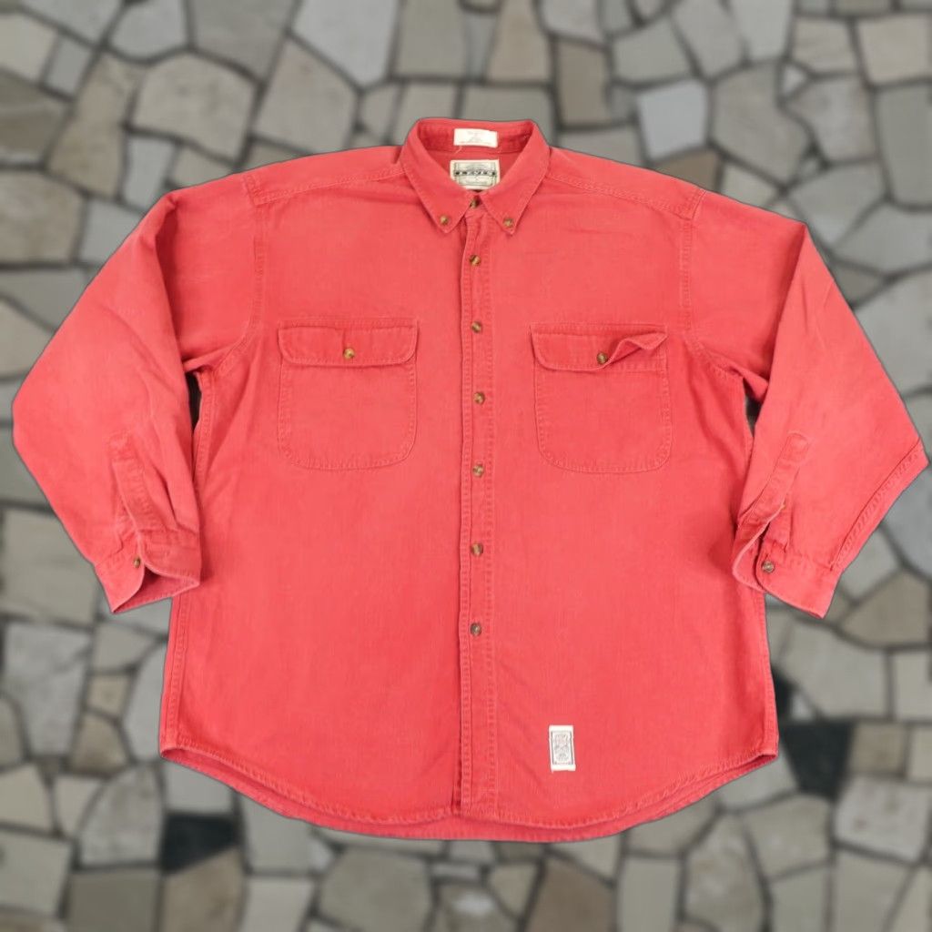 Levi's VINTAGE Levi's Shirt Mens Large Red Twill Button Up Flap Pockets Silver Medal 90s Button-Down Collar-Down 90s Outdoor Mens Size US L / EU 52-54 / 3 - 1 Thumbnail