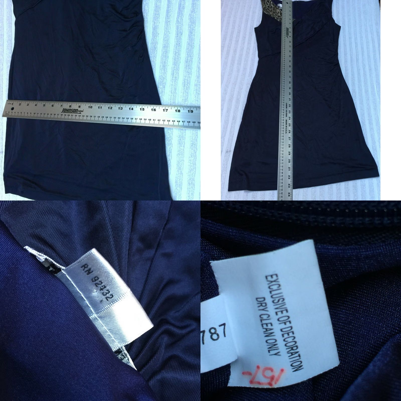 Vintage VINTAGE Kay Unger Beaded Drape Front Sleeveless Sheath Dress Lined Navy 8 Womens Girls Mens Adjustable Size M / US 6-8 / IT 42-44 - 8 Thumbnail