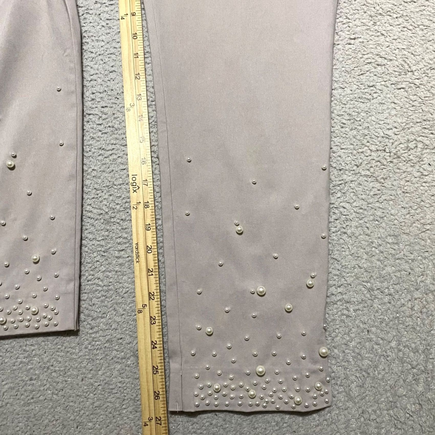 Vintage Chico'S Pants Womens 12 Beige Pull Ankle Faux Pearl High Rise Business Casual Size 34" / US 12 / IT 48 - 6 Thumbnail
