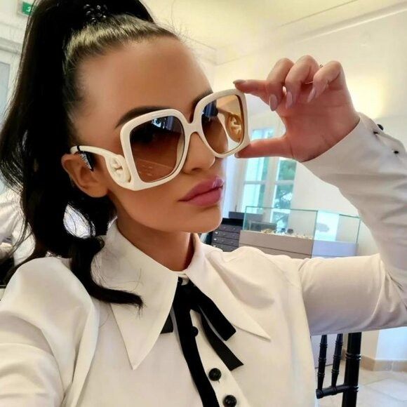 Gucci Gucci GG1326S 002 Sunglasses Ivory Square Frame, Brown Size ONE SIZE - 5 Thumbnail
