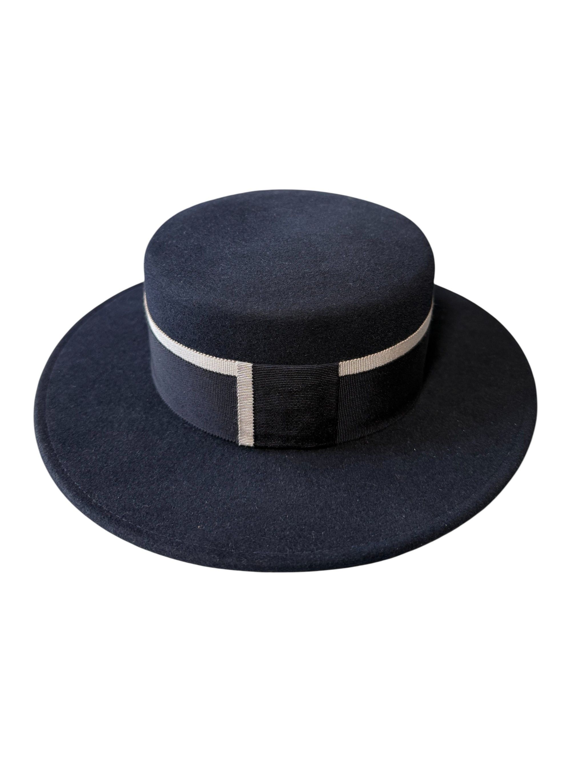 Chanel Chanel Navy Blue CC Rabbit Hair Felt Hat Size Medium Size ONE SIZE - 6 Thumbnail
