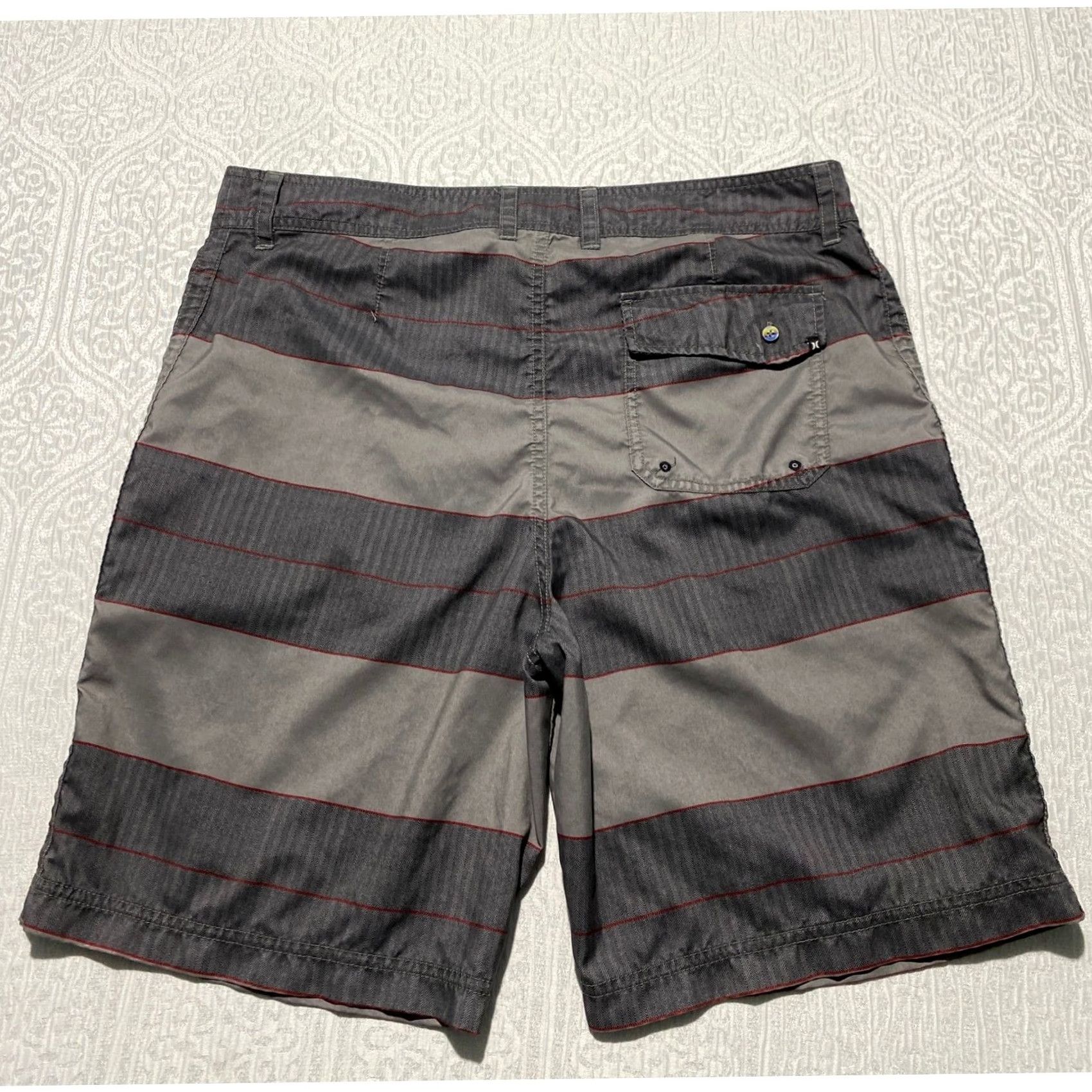Hurley Hurley Mens Gray Striped Herringbone Board Shorts Size 36 MWS0000710 Surfing Beach Walk Shorts Size US 36 / EU 52 - 3 Thumbnail