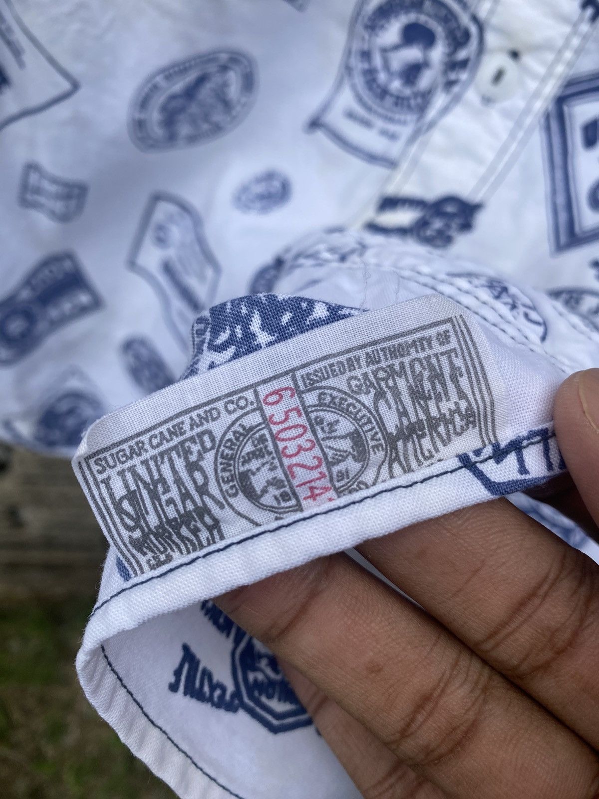 Sugar Cane Sugar Cane Long Sleeve Shirt – Allover Union Label Print Size US L / EU 52-54 / 3 - 6 Thumbnail