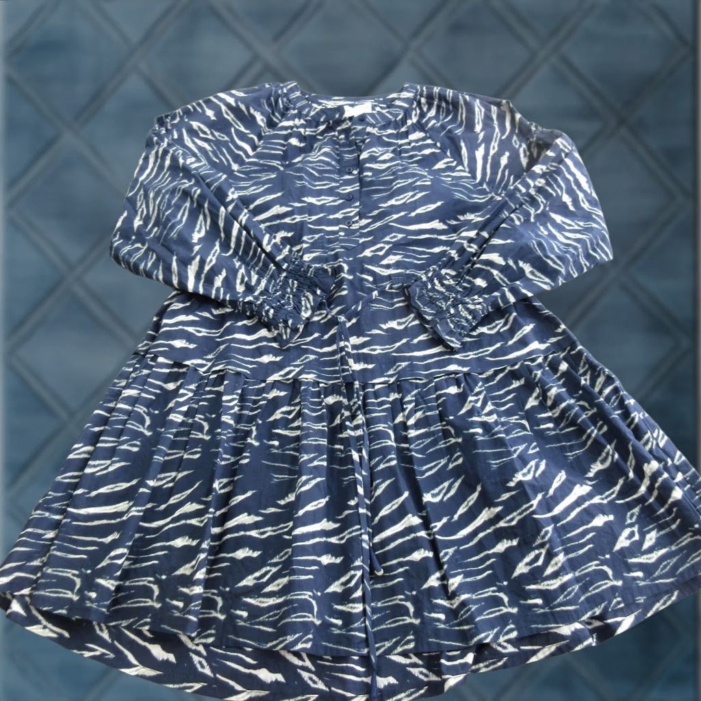 Apiece Apart Apiece Apart Dress Womens XS Blue Organic Cotton Animal Print Trapeze Short Boho Shirt? Size 26" / US 2 / IT 38 - 1 Thumbnail