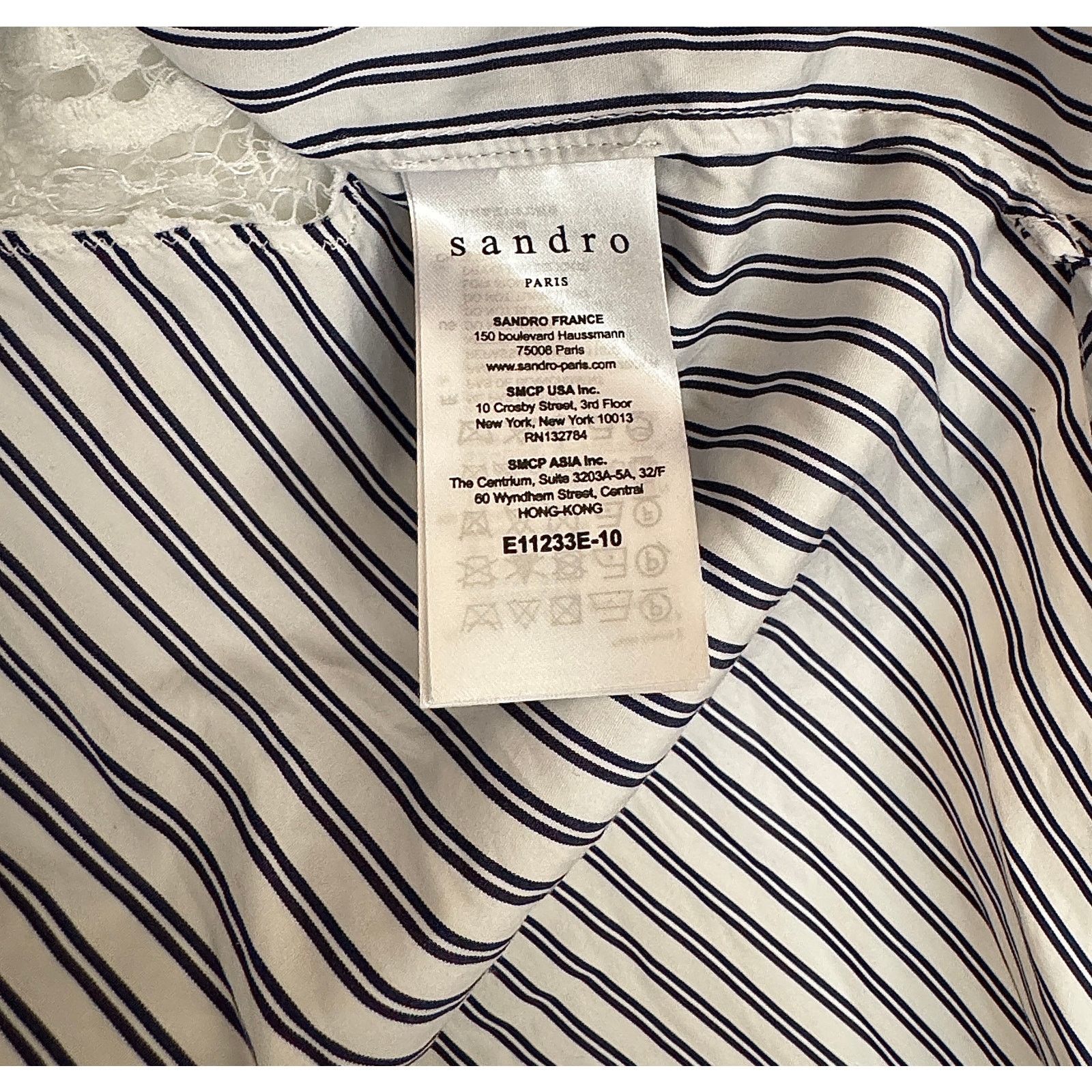 Sandro SANDRO Blue and White Striped "Blanc" Tunic/Blouse Size S / US 4 / IT 40 - 4 Thumbnail