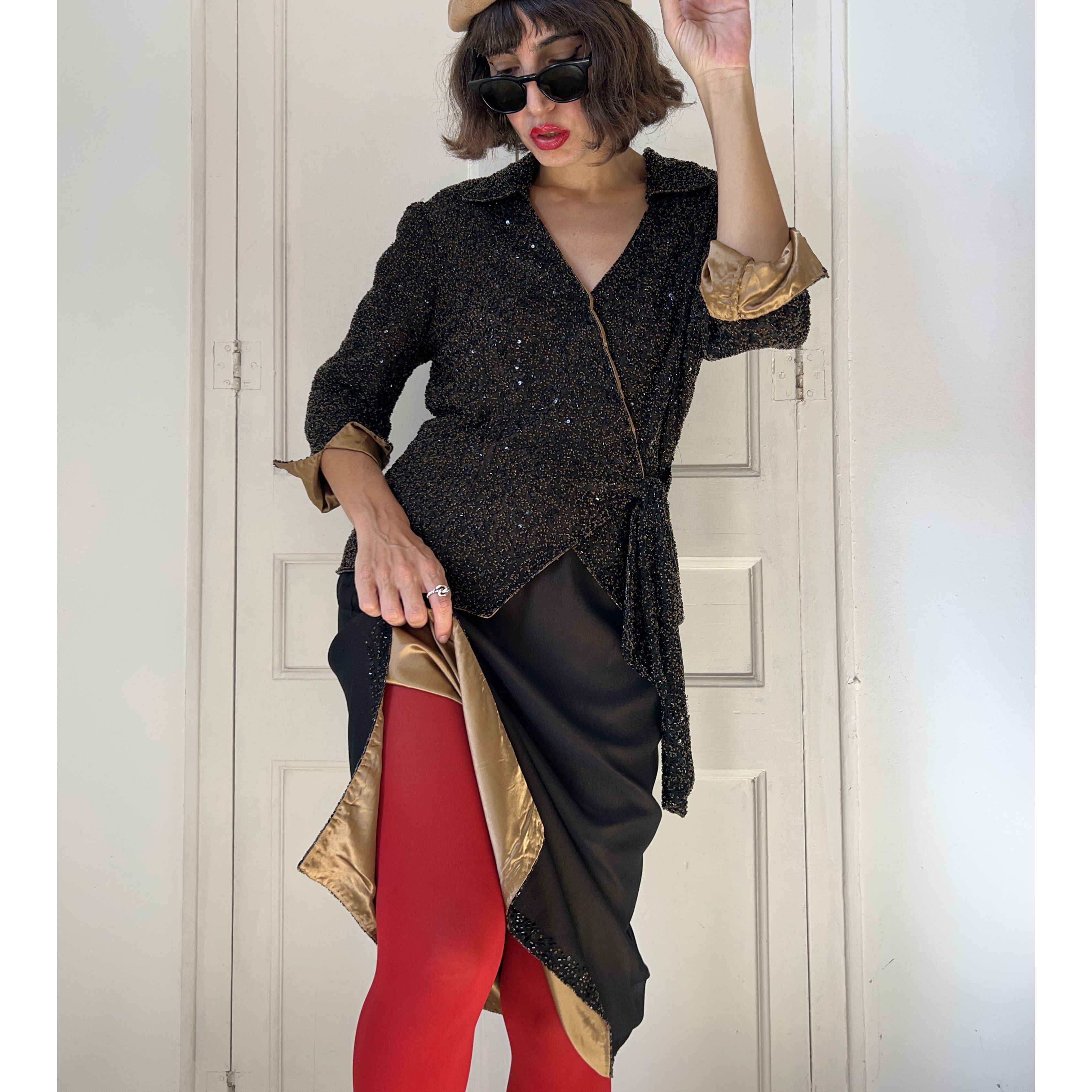 Vintage Y2K Beaded Wrap Jacket & Skirt Set Size M / US 6-8 / IT 42-44 - 4 Thumbnail