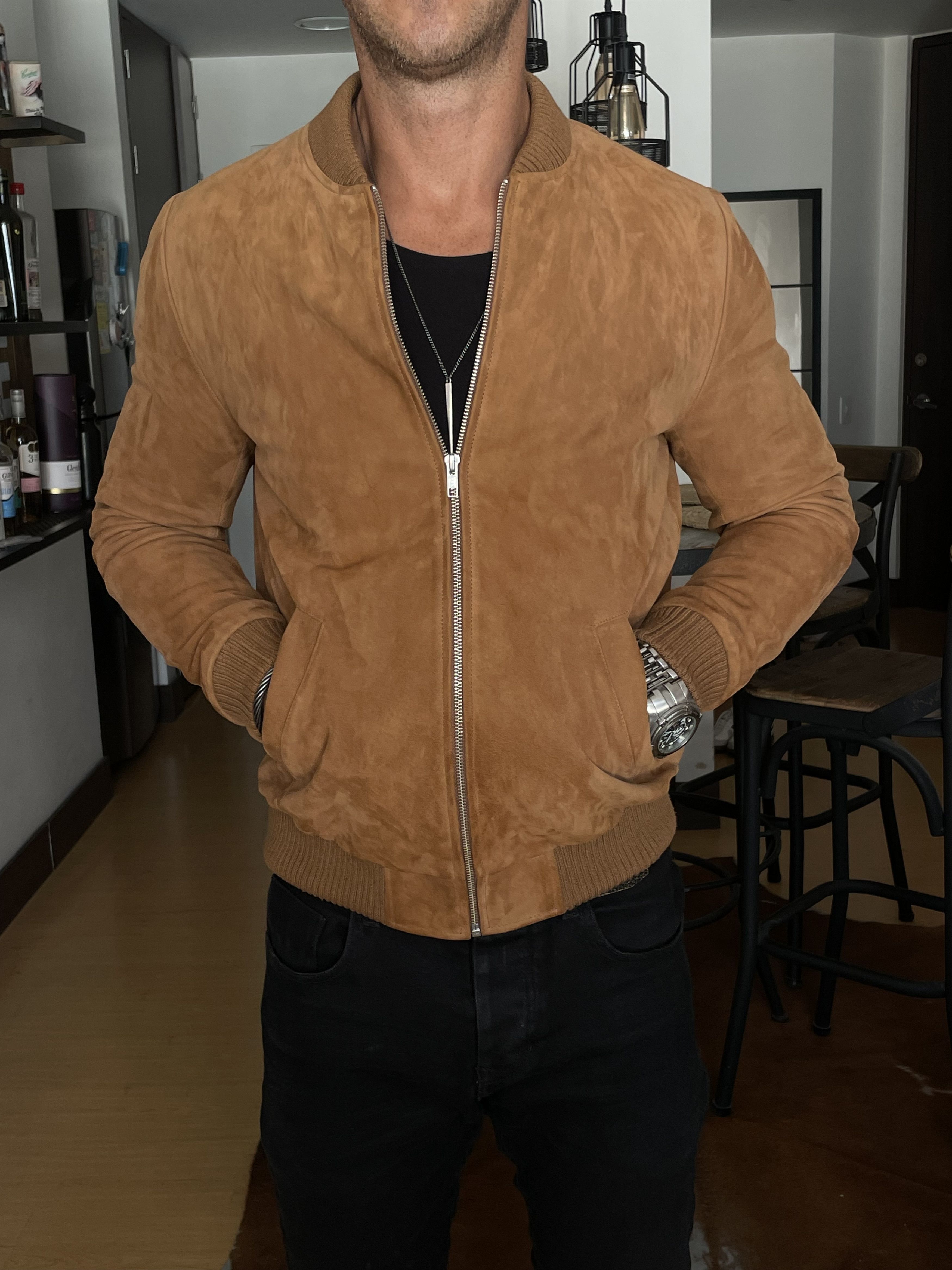 Sandro JOHN VARVATOS Jacket Leather Suede Bomber SANDRO Size US S / EU 44-46 / 1 - 3 Thumbnail