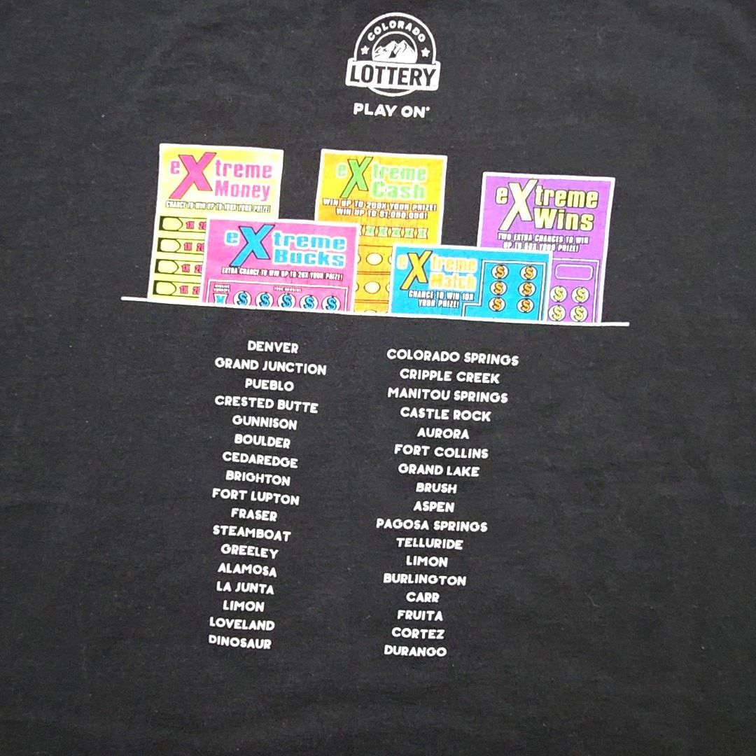 Other Extreme Lazers Graphic Tee Colorado Lottery XL Black T-Shirt Size US XL / EU 56 / 4 - 6 Thumbnail