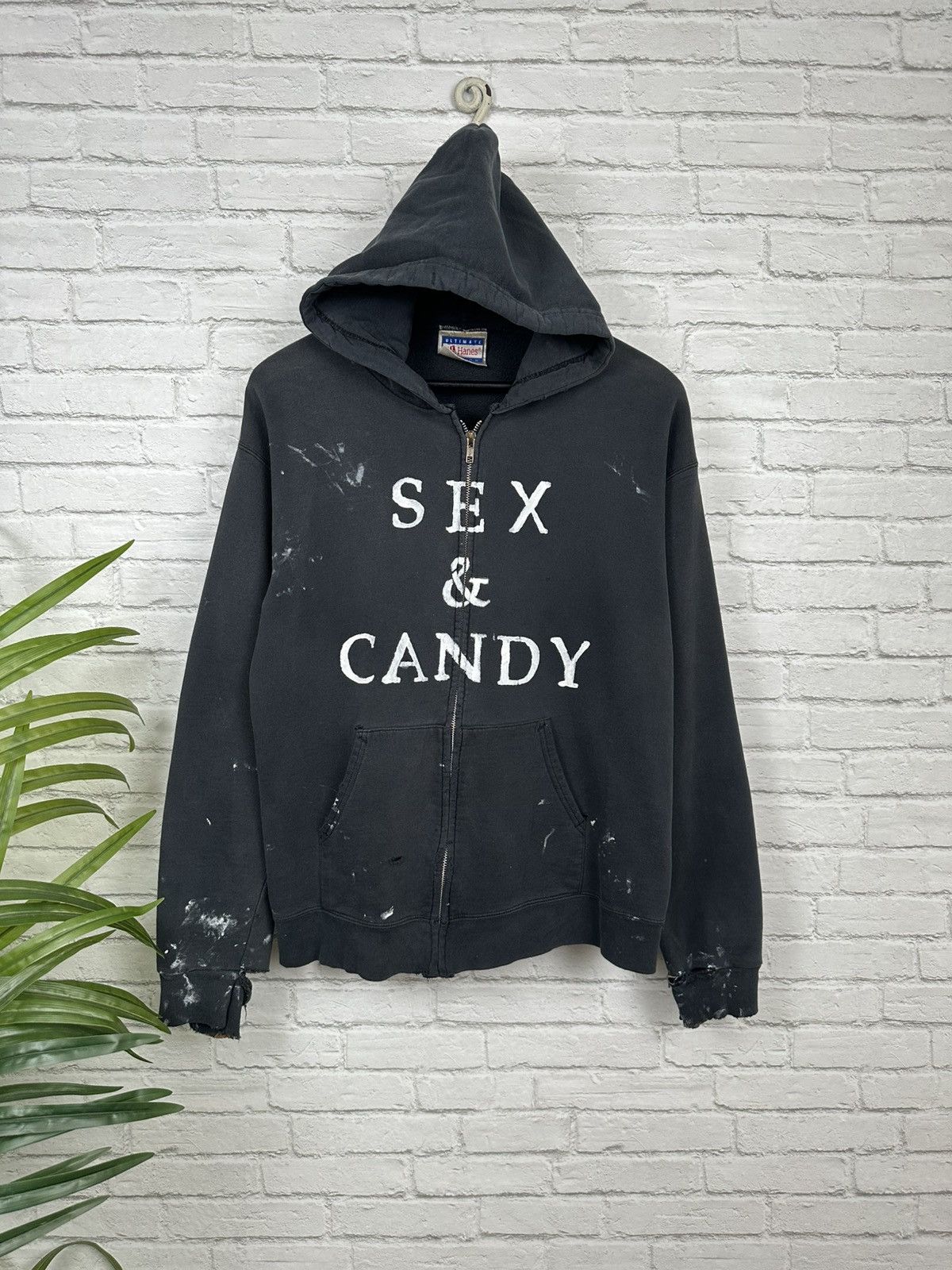 Hanes (S) SEX & CANDY THRASHED Vintage Zip Up Hanes Hoodie Size US S / EU 44-46 / 1 - 2 Thumbnail