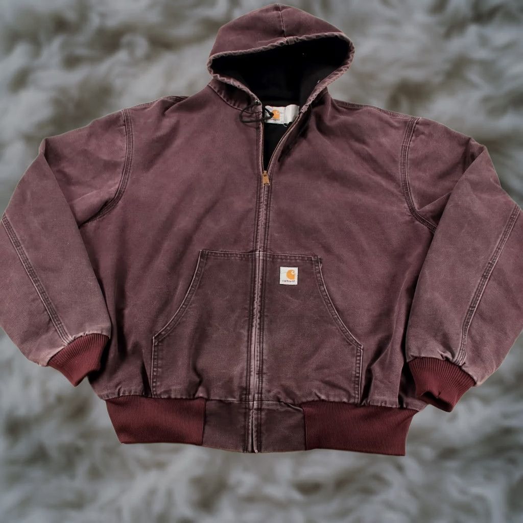 Carhartt × Vintage Burgandy Active Jacket Purple Carhartt Hooded