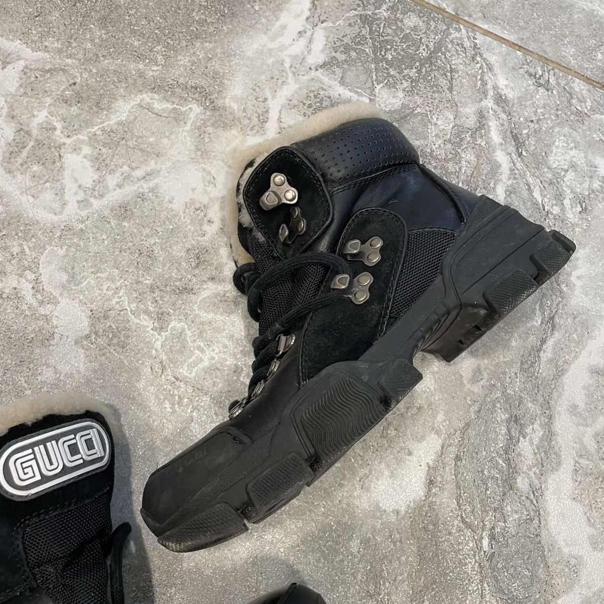 If Six Was Nine × Le Grande Bleu (L.G.B.) Gucci Flashtrek Sneaker shoes leather canvas fur faux boots Size US 5 / IT 35 - 3 Thumbnail