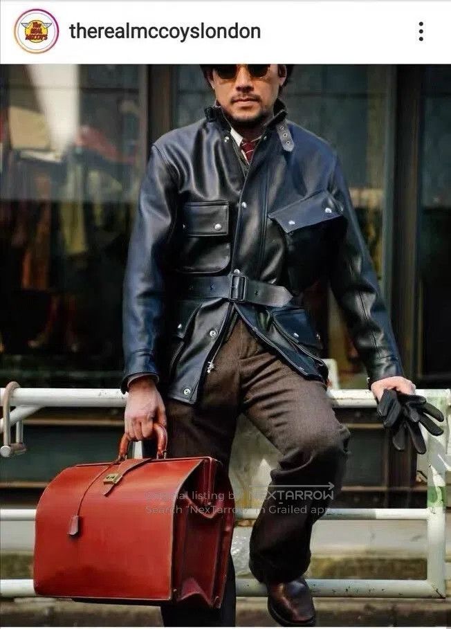 Japanese Brand Retro Horsehide Leather Moto Jacket. Size US XXS / EU 40 - 8 Thumbnail