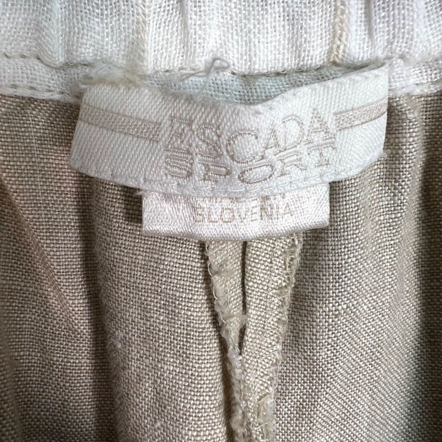 Escada VINTAGE Escada Sport Womens Wide-Leg Pants Beig e Linen Elastic Waist Drawstring 30 Inseam 24 in Ankle Flat Front Regular Size 30 Womens) Size 30" / US 8 / IT 44 - 3 Thumbnail