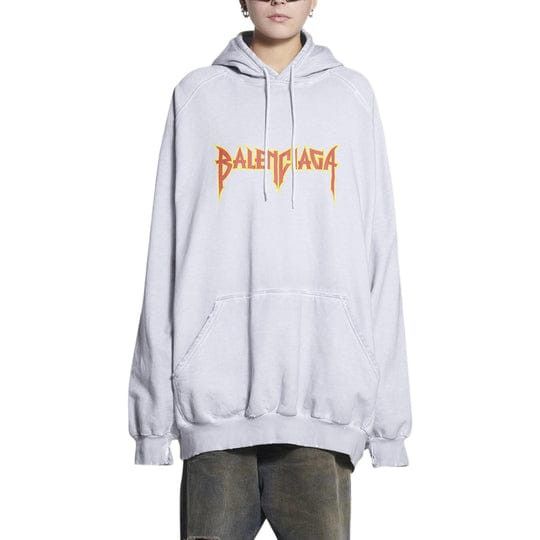 Balenciaga o1mt1gz1024 Metal Hoodie Oversized in Dirty White/Orange Size US XL / EU 56 / 4 - 3 Thumbnail