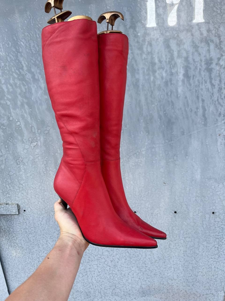 If Six Was Nine Vntg As 98 Guidi style Leather Faded Biker High Boots Heels Size US 5 / IT 35 - 1 Thumbnail