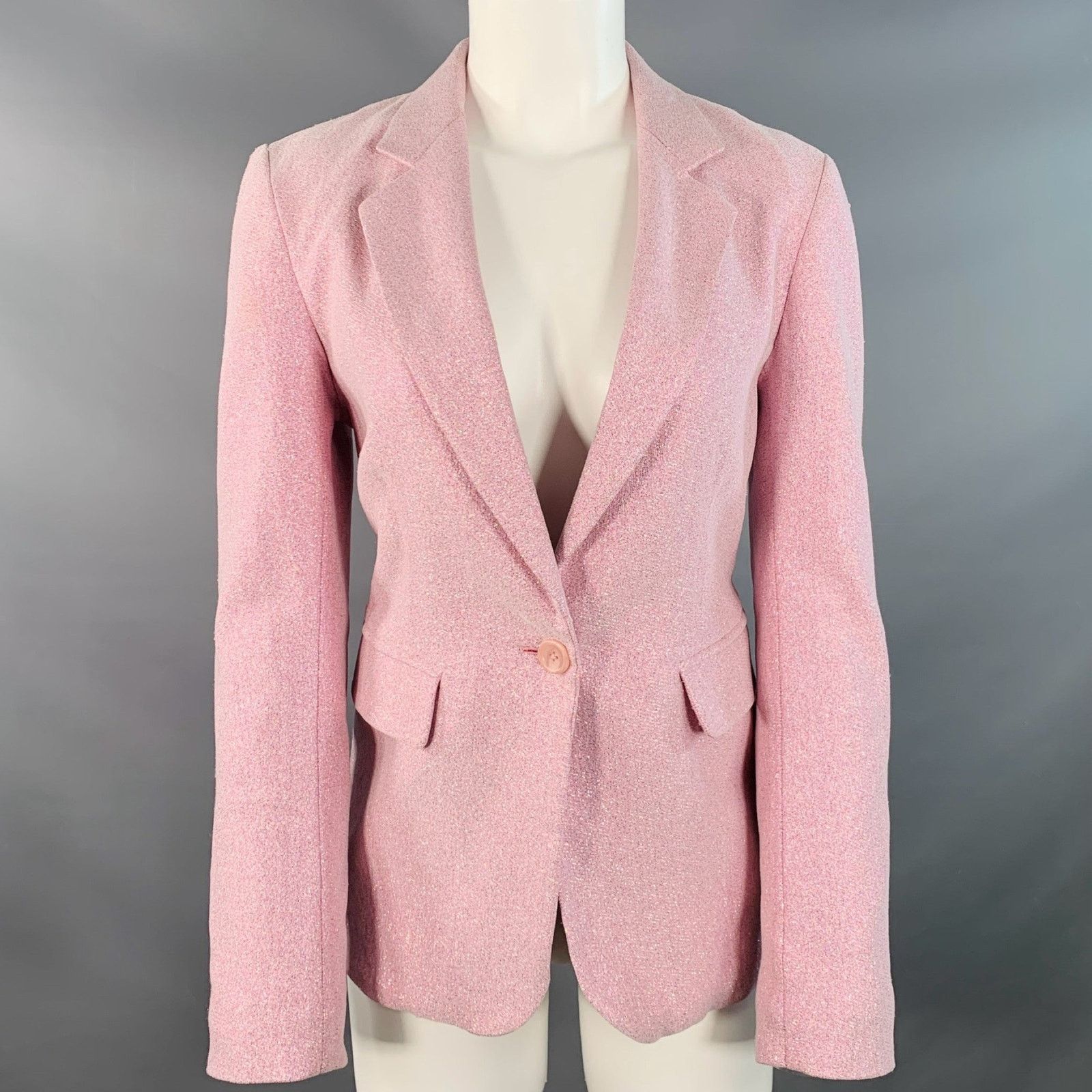 Sies Marjan 6 Metallic Pink Polyester Blend Single Button Jacket Blazer Size M / US 6-8 / IT 42-44 - 1 Thumbnail