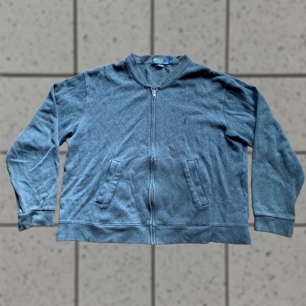 Polo Ralph Lauren Vintage Polo Ralph Lauren Jacket Mens Large Gray Cardigan Pony Cotton Knit Zip Full Size US L / EU 52-54 / 3 - 1 Thumbnail