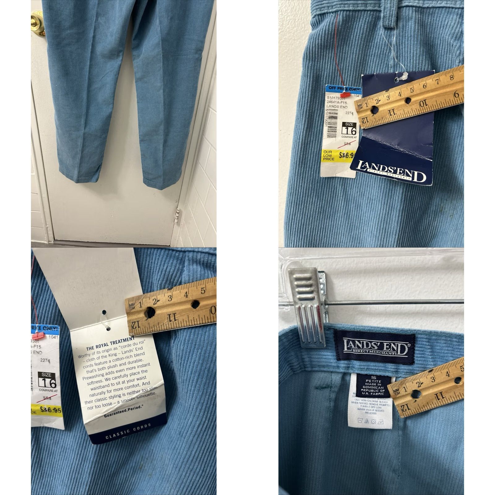 Lands' End VINTAGE Lands' End Pants Womens 16P Blue Corduroy Classic Cords Petite Pocket Zipper Button Dress Pants Womens Size 38" / US 16 / IT 52 - 8 Thumbnail