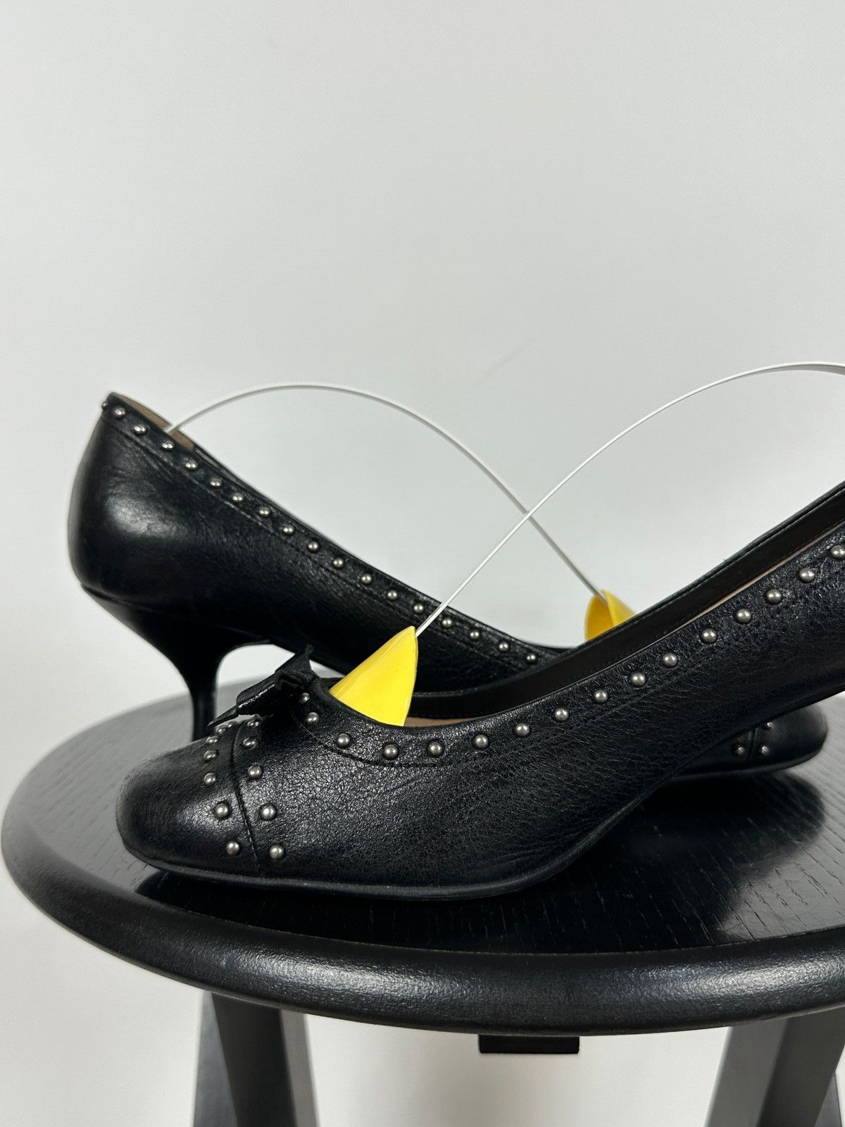 Prada Prada Black Leather Studded Bow Kitten Heels Pumps Size US 9 / IT 39 - 16 Thumbnail