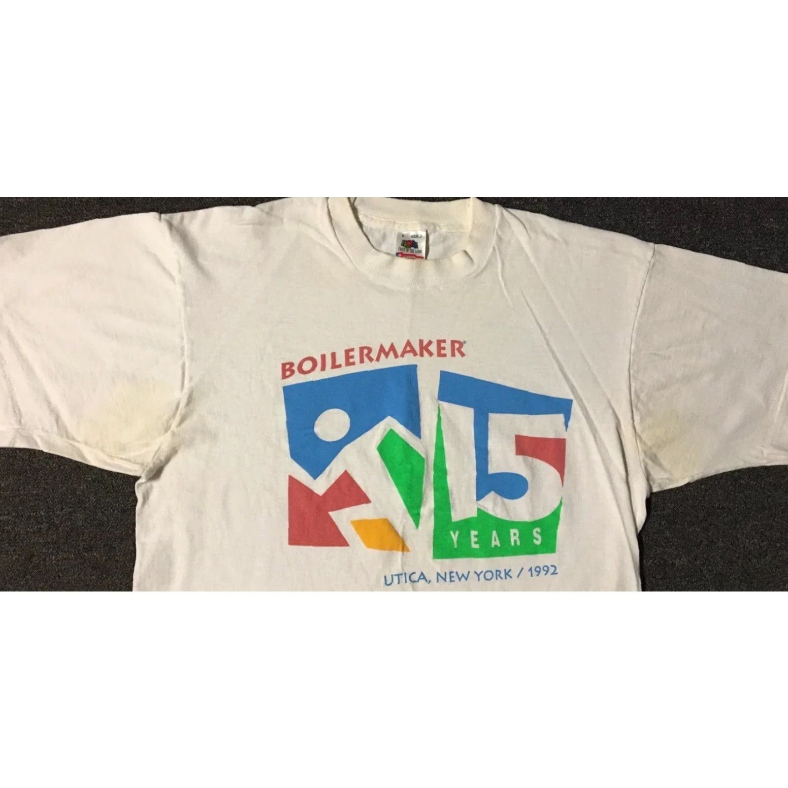 Vintage Vtg 90s Boilermaker Utica NY Faded Distress Marathon Shirt M Track Grunge PE 80s Shirt Men's White USA 90s Grunge Marathon Track N.Y. Size US M / EU 48-50 / 2 - 6 Thumbnail