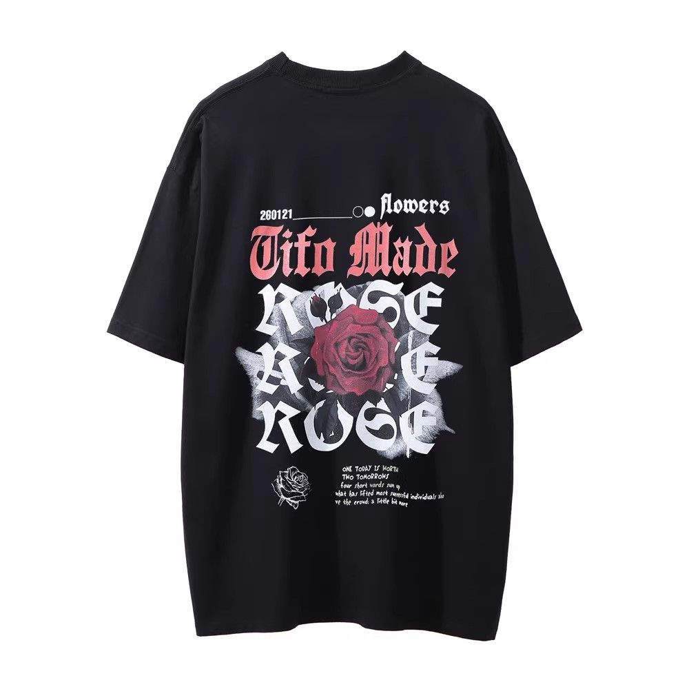 Japanese Brand × Vintage Men's loose rose print round neck T-shirt y2k Size US L / EU 52-54 / 3 - 1 Thumbnail